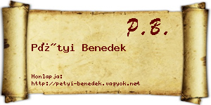 Pétyi Benedek névjegykártya